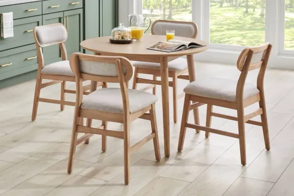 Watertown Natural 5 Pc Round Dining Room with Upholstered Chairs
