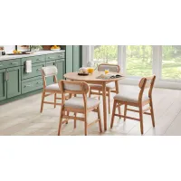 Watertown Natural 5 Pc Round Dining Room with Upholstered Chairs