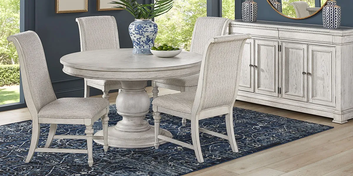 Landon Creek White 5 Pc Round Dining Room with Upholstered Side Chairs