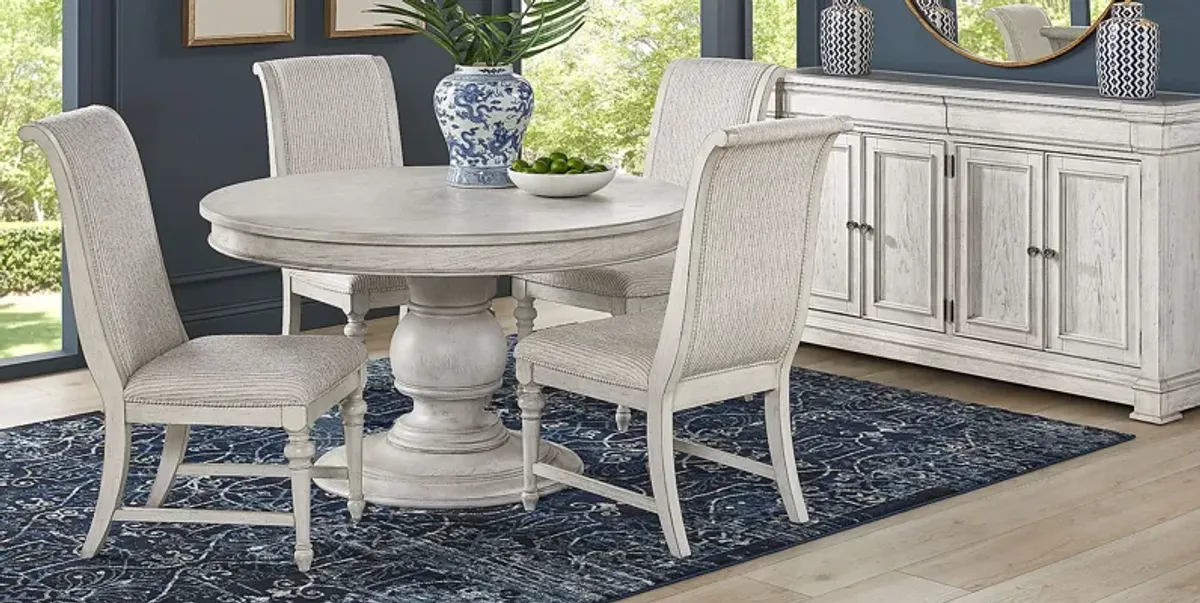 Landon Creek White 5 Pc Round Dining Room with Upholstered Side Chairs