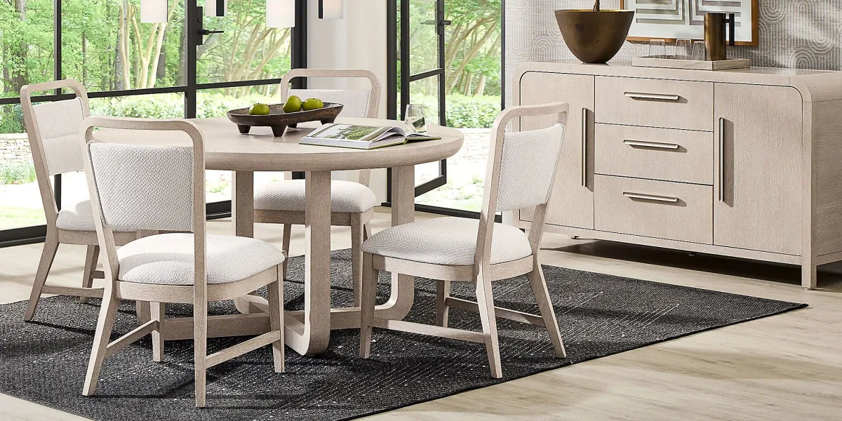 Canyon Light Gray 5 Pc Round Dining Room with Upholstered Chairs