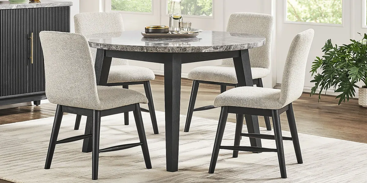 Viola Black Round Marble Top Dining Table