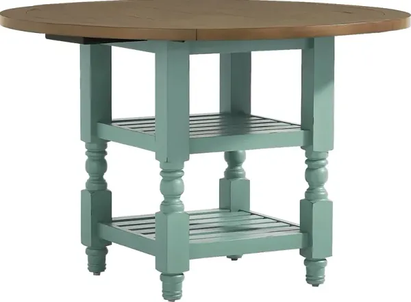 Spring Cottage Blue Round Drop Leaf Dining Table