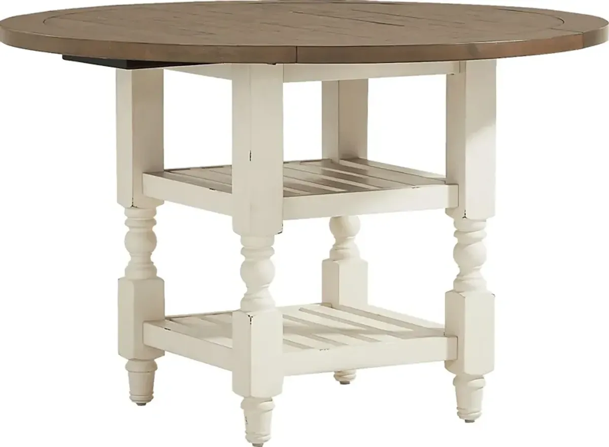 Spring Cottage White Round Drop Leaf Dining Table