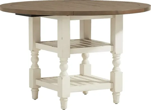 Spring Cottage White Round Drop Leaf Dining Table