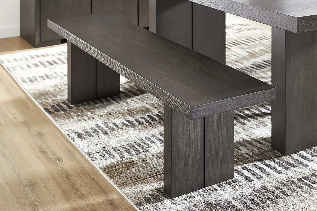 Angelica Brown 6 Pc Dining Room with Gray Side Chairs and Bench