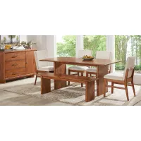 Surrey Ellis Brown 6 Pc Dining Room with Upholstered Chairs and Bench