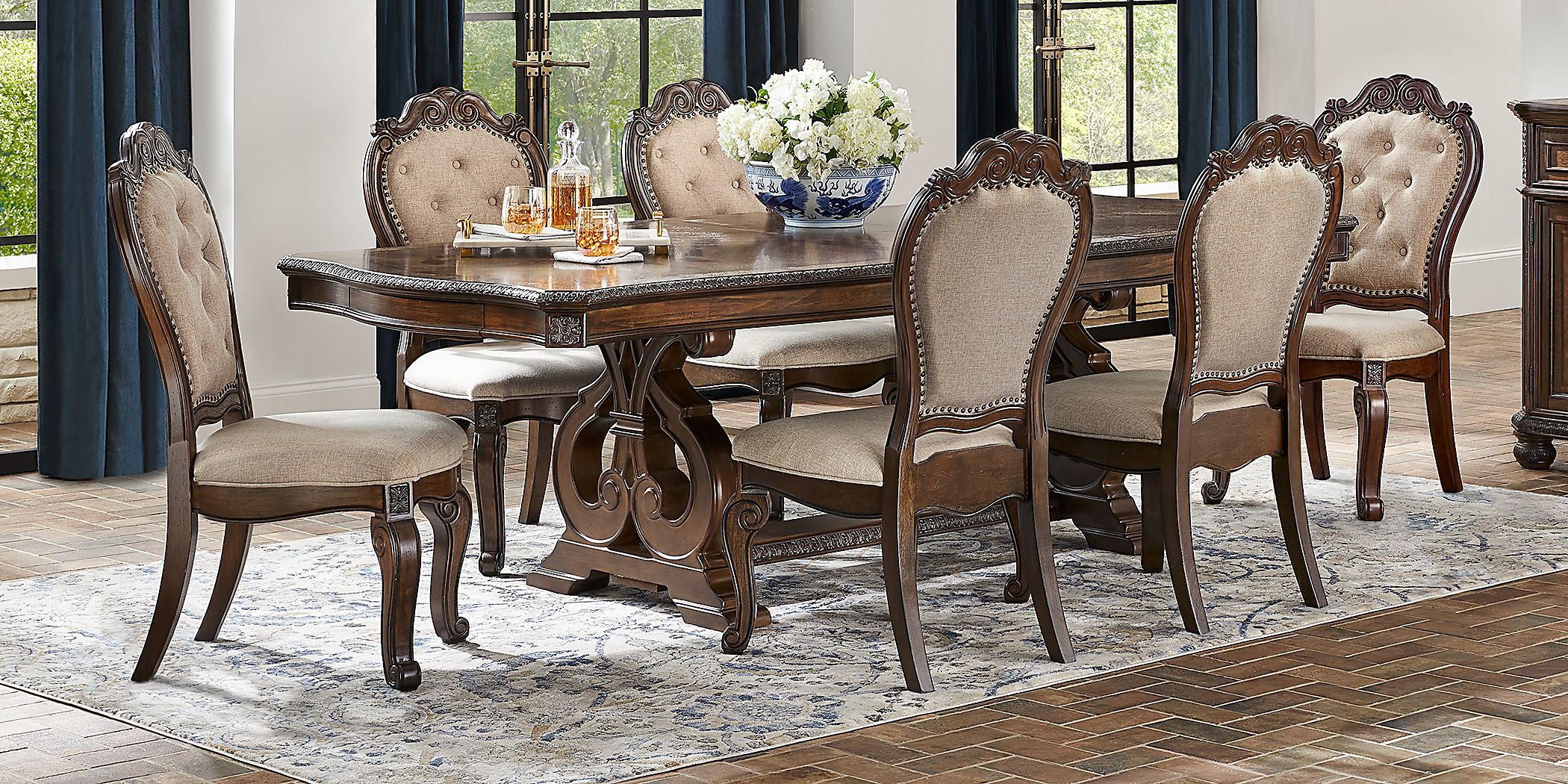 Stalton Estate Brown Pedestal Dining Table