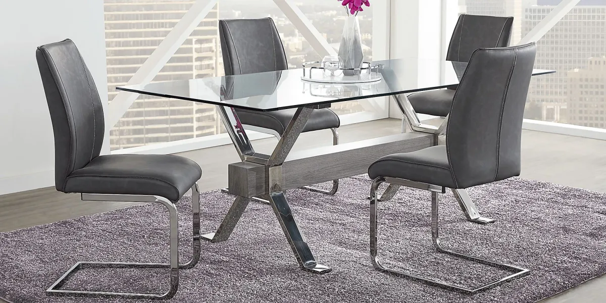 Wyndhall Chrome 5 Pc Rectangle Dining Room