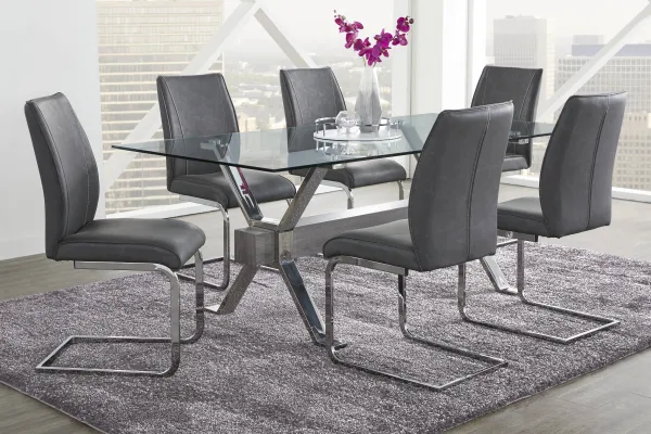 Wyndhall Chrome 5 Pc Rectangle Dining Room