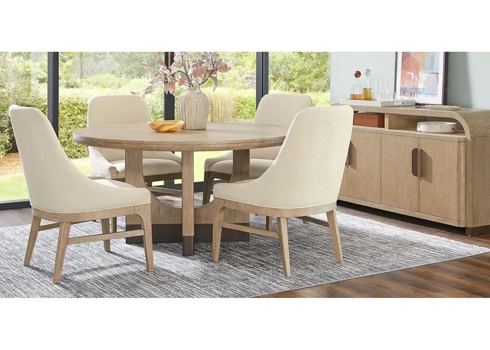 Halverson Honey 5 Pc Round Dining Room with Arm Chairs