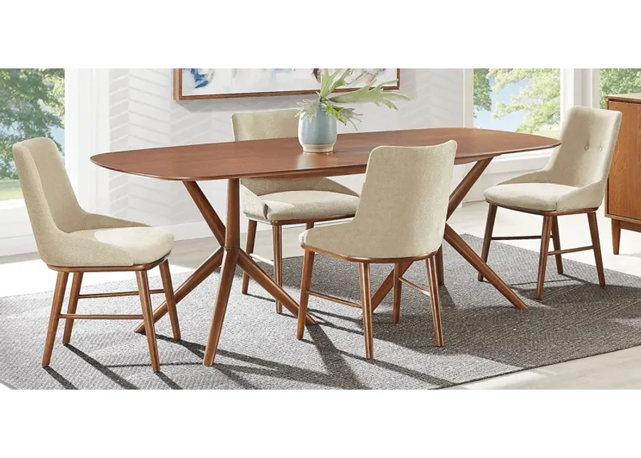 Millbrook Point Walnut 5 Pc Dining Room with Beige Chairs