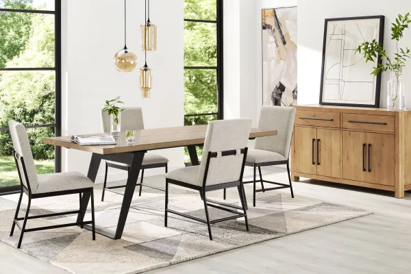 Grand Falls Natural Brown 5 Pc Dining Room with Upholstered Chairs