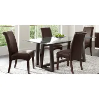 Fanmoore Espresso 5 Pc Dining Set with Brown Chairs