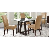 Fanmoore Espresso 5 Pc Dining Set with Tan Chairs