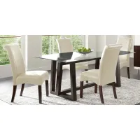 Fanmoore Espresso 5 Pc Dining Set with Ivory Chairs