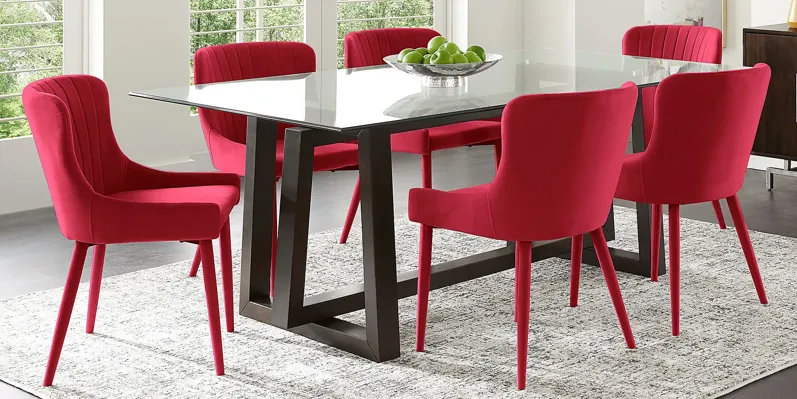 Fanmoore Espresso 5 Pc Dining Room with Emeric Bordeaux Side Chairs