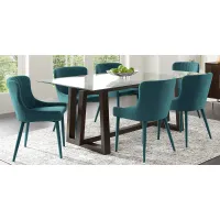Fanmoore Espresso 5 Pc Dining Room with Emeric Ink Side Chairs