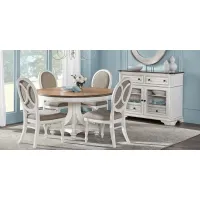 French Market White 5 Pc Round Dining Room with Oval Chairs