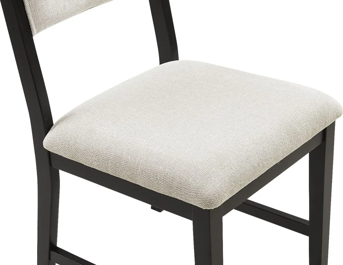 Rosolli Black 5 Pc Rectangular Dining Room with Beige Upholstered Chairs