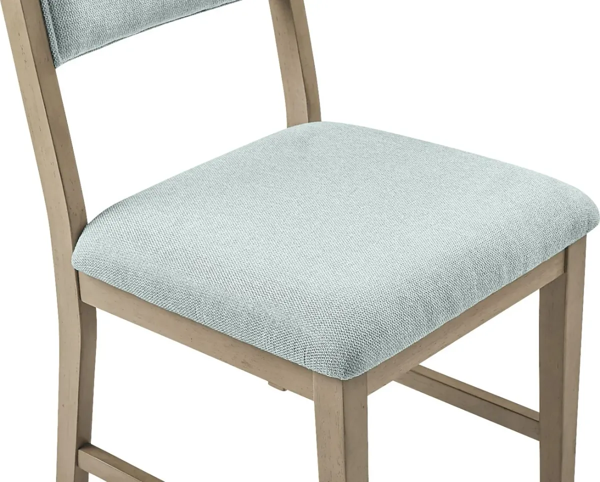 Rosolli Gray 5 Pc Rectangular Dining Room with Blue Upholstered Chairs