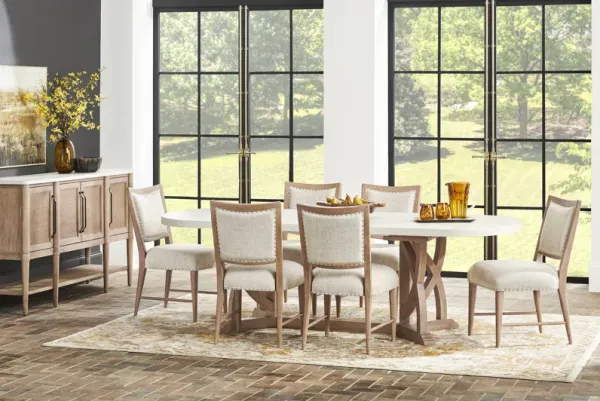 Oakwood Terrace Sand 5 Pc Dining Room with Upholstered Chairs