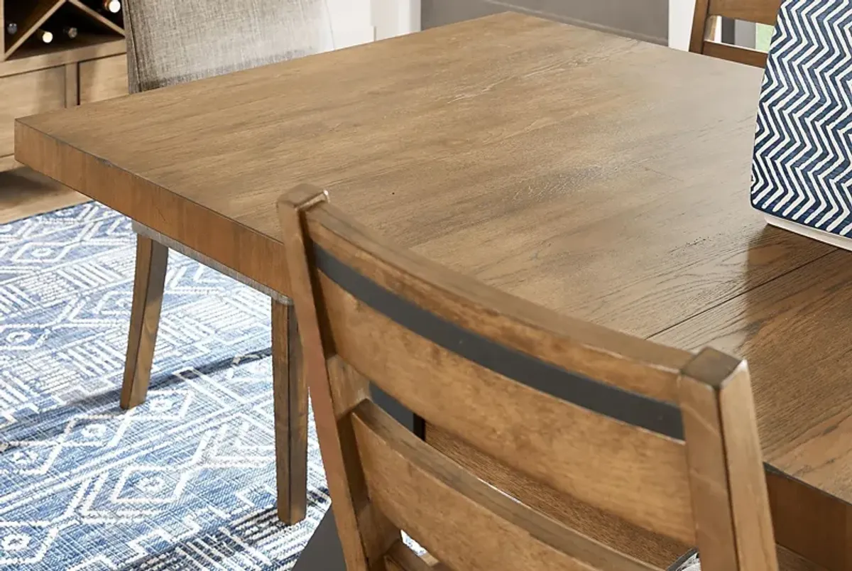 Hazelnut Woods Brown 6 Pc Dining Room with Ladder Back Chairs and Bench