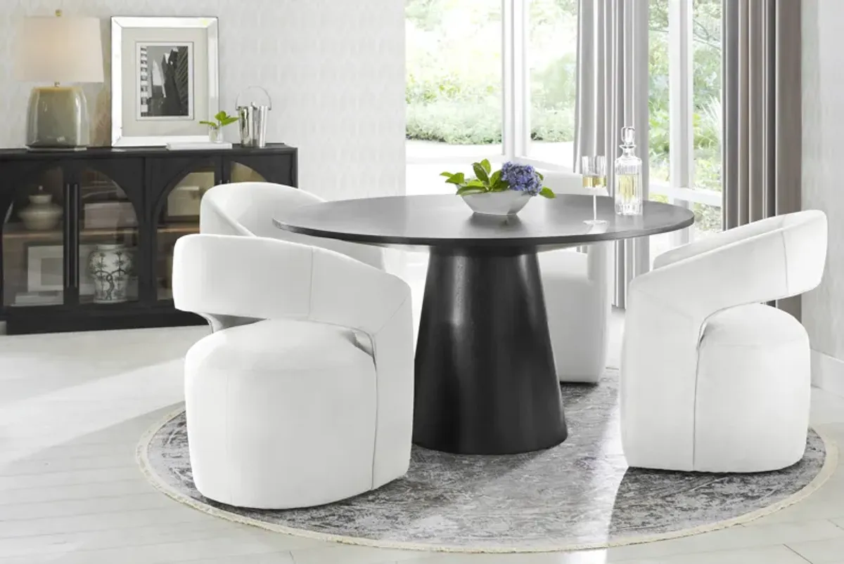 Kendall Black 5 Pc 59" Round Dining Room with White Cascade Park Arm Chairs