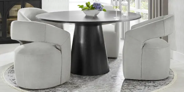 Kendall Black 5 Pc 59" Round Dining Room with Gray Cascade Park Arm Chairs