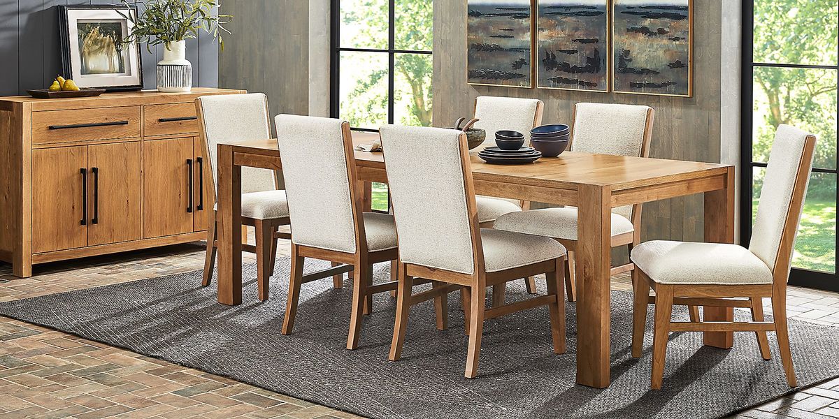 Ithaca Natural 5 Pc Dining Room with Upholstered Chairs