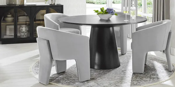 Kendall Black 5 Pc 59" Round Dining Room with Gray Arm Chairs