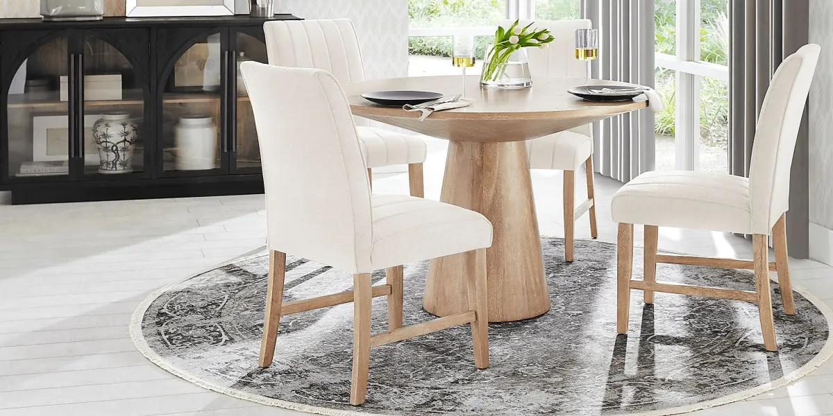 Kendall Natural 5 Pc 48"" Round Dining Room with White Side Chairs