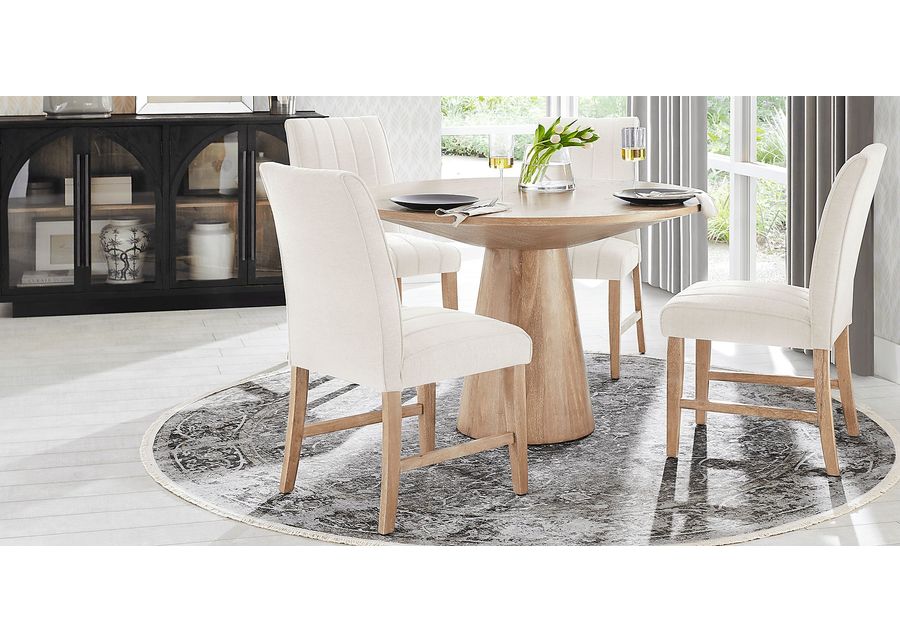 Kendall Natural 5 Pc 48"" Round Dining Room with White Side Chairs