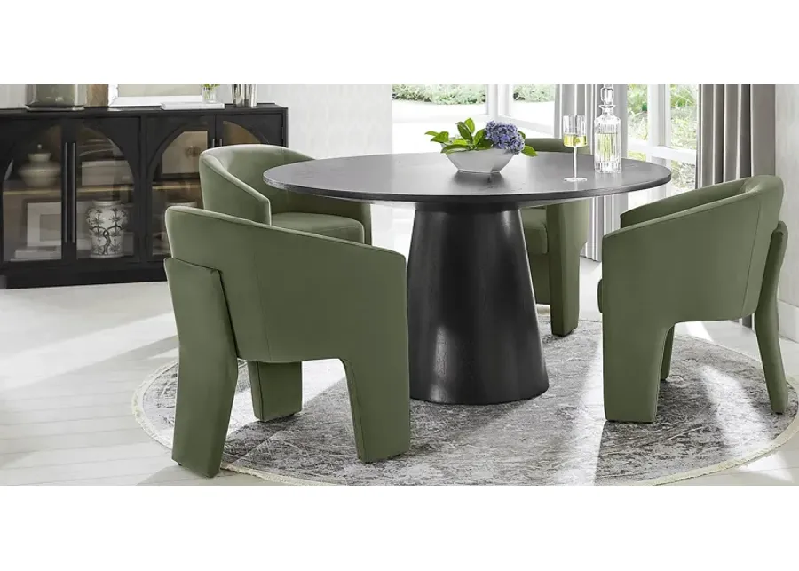 Kendall Black 5 Pc 59"" Round Dining Room with Sage Arm Chairs