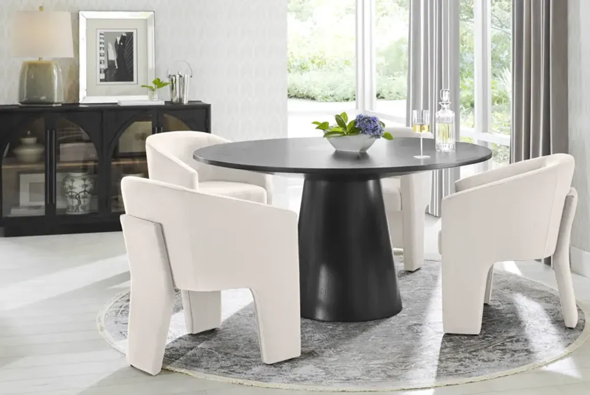 Kendall Black 5 Pc 59" Round Dining Room with Cream Arm Chairs