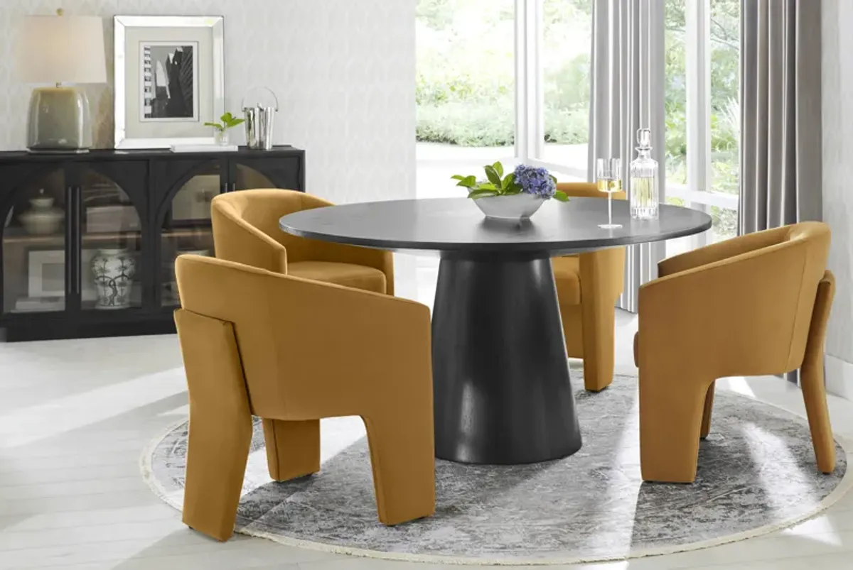 Kendall Black 5 Pc 59" Round Dining Room with Gold Arm Chairs