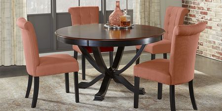 Orland Park Black 5 Pc Dining Set with Orange Chairs