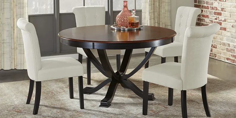 Orland Park Black 5 Pc Dining Set with White Chairs
