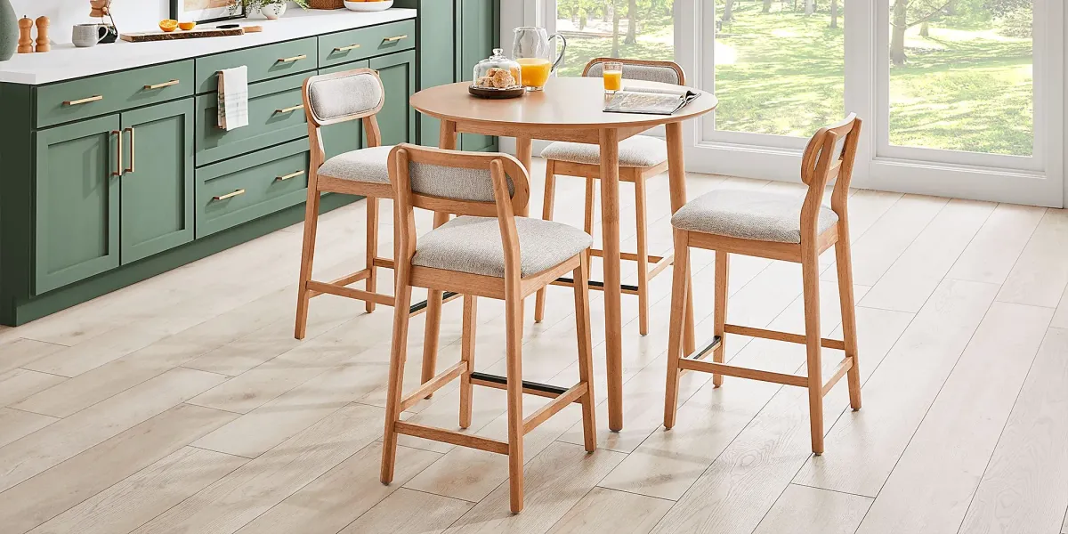 Watertown Natural 5 Pc Round Counter Height Dining Room with Upholstered Stools