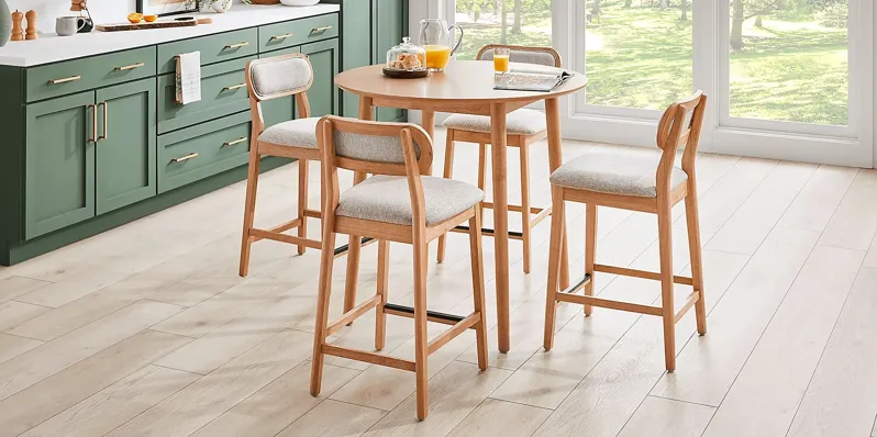 Watertown Natural 5 Pc Round Counter Height Dining Room with Upholstered Stools