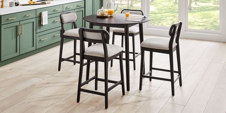 Watertown Black 5 Pc Round Counter Height Dining Room with Upholstered Stools