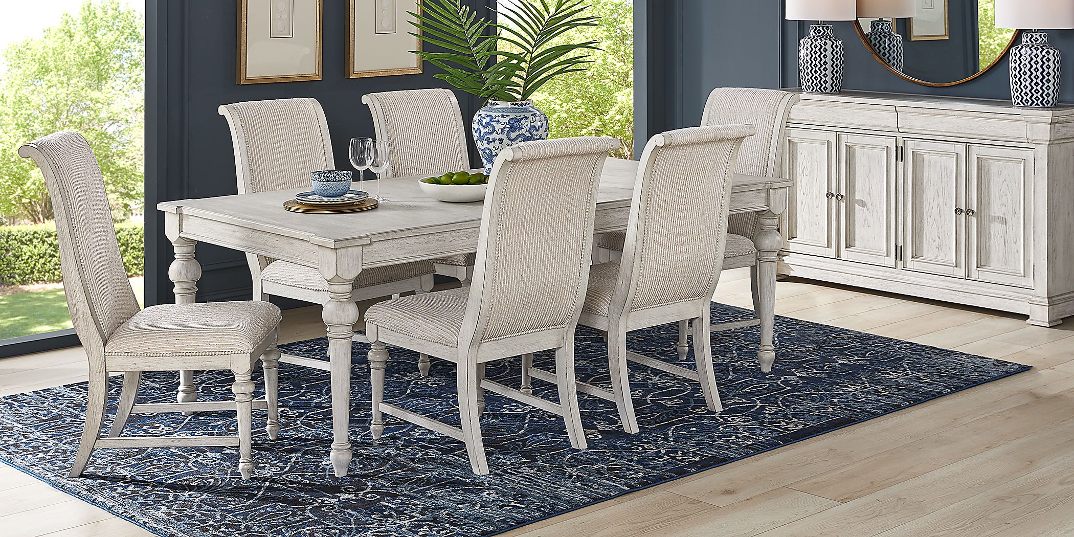 Landon Creek White 5 Pc Rectangle Dining Room with Upholstered Side Chairs