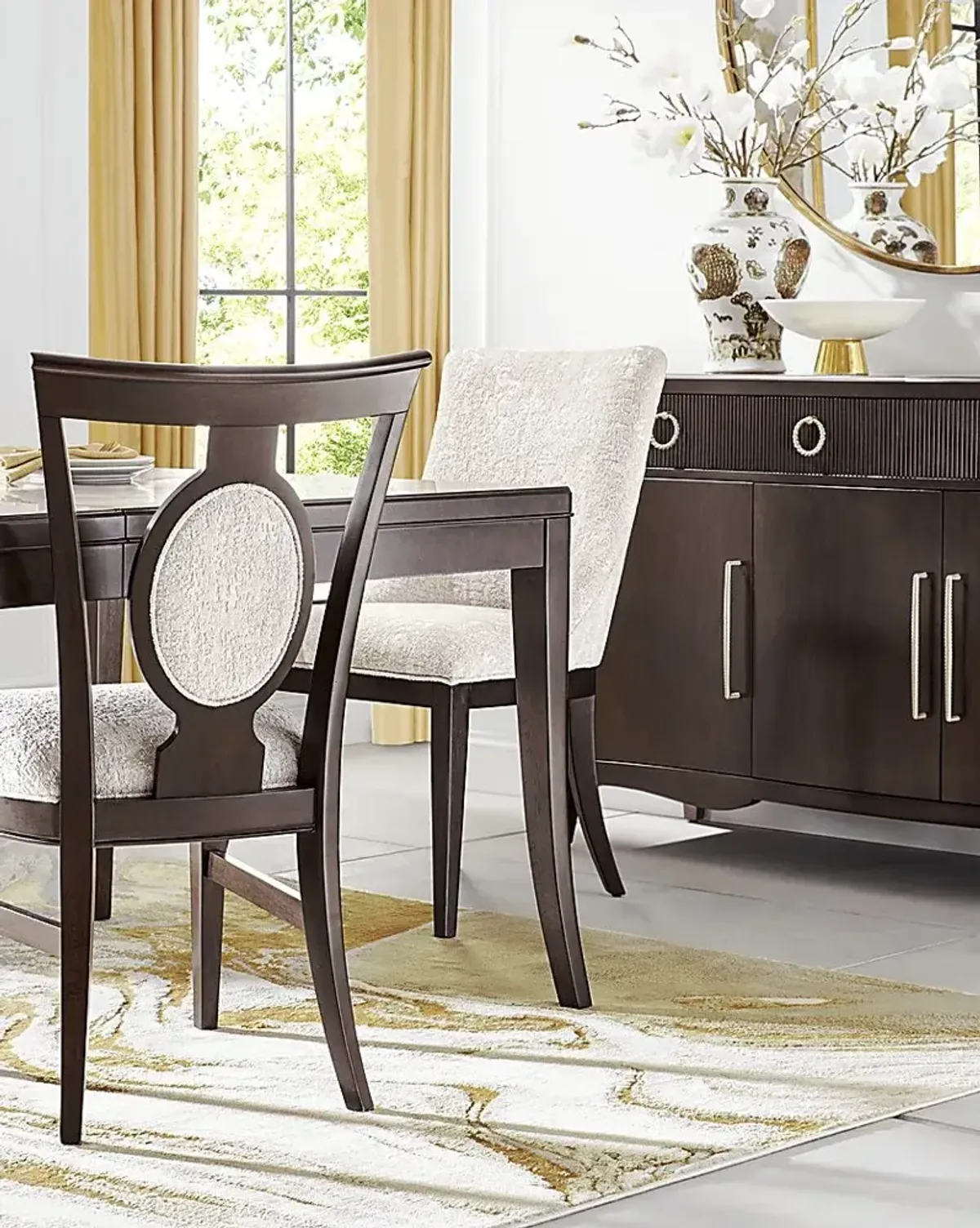 Bradbury Brown Cherry 5 Pc Dining Room with Upholstered Chairs