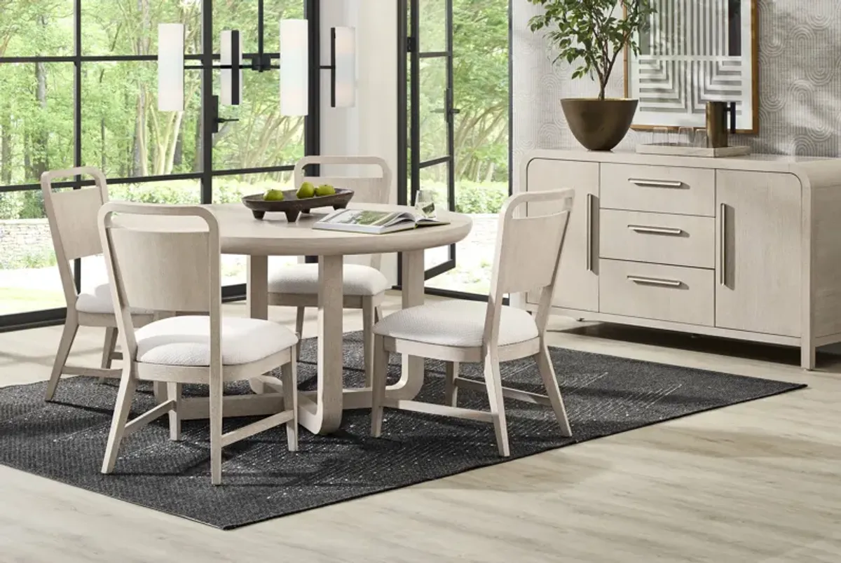 Canyon Light Gray 5 Pc Round Dining Room with Panel Back Chairs