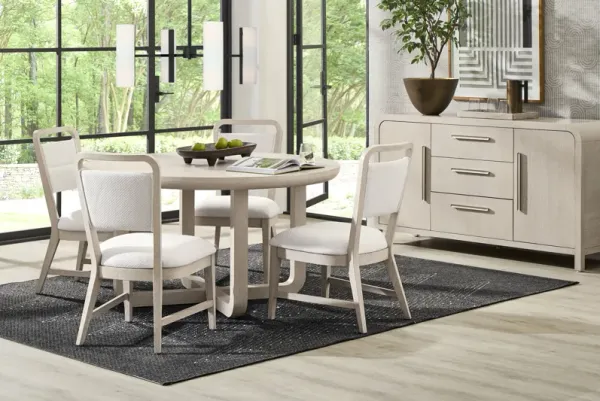 Canyon Light Gray 5 Pc Round Dining Room with Upholstered Chairs