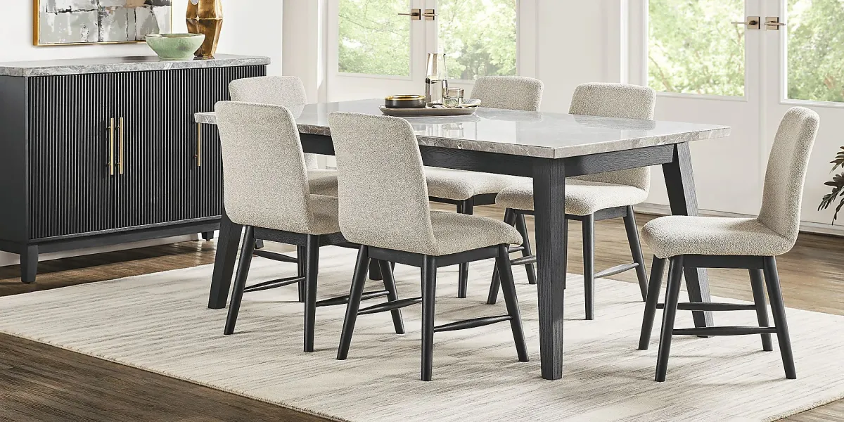 Viola Black 5 Pc Marble Top Dining Room