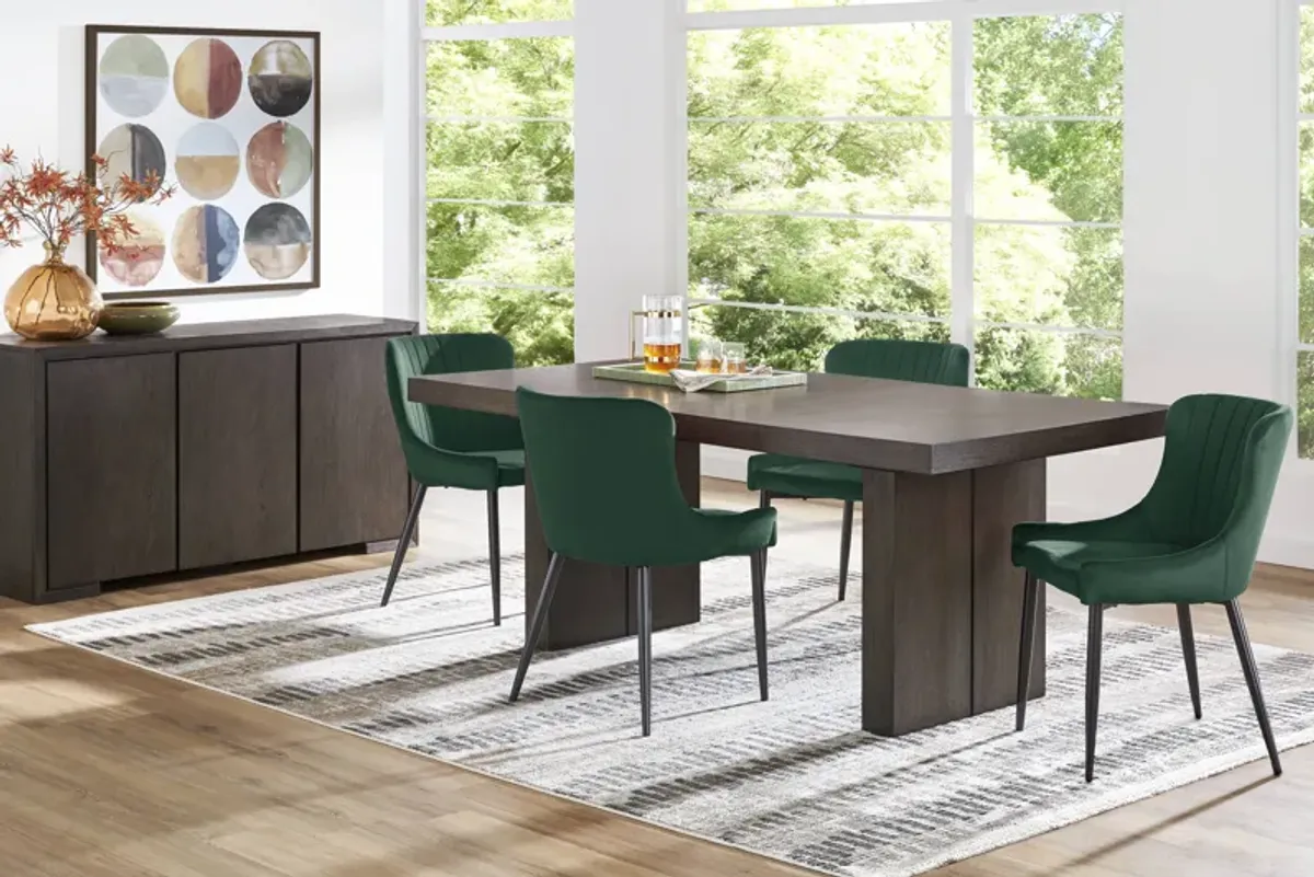 Angelica Brown 5 Pc Dining Room with Emerald Side Chairs