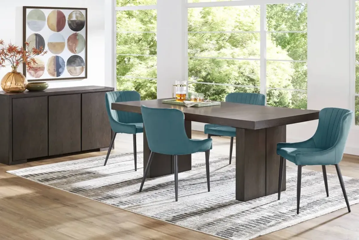 Angelica Brown 5 Pc Dining Room with Ink Side Chairs