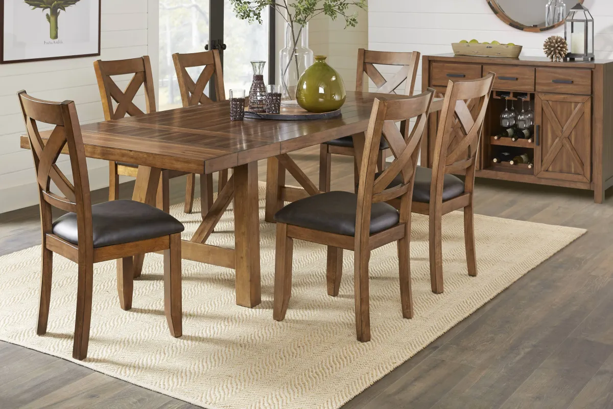 Acorn Cottage Brown 5 Pc Dining Room with X-Back Chairs