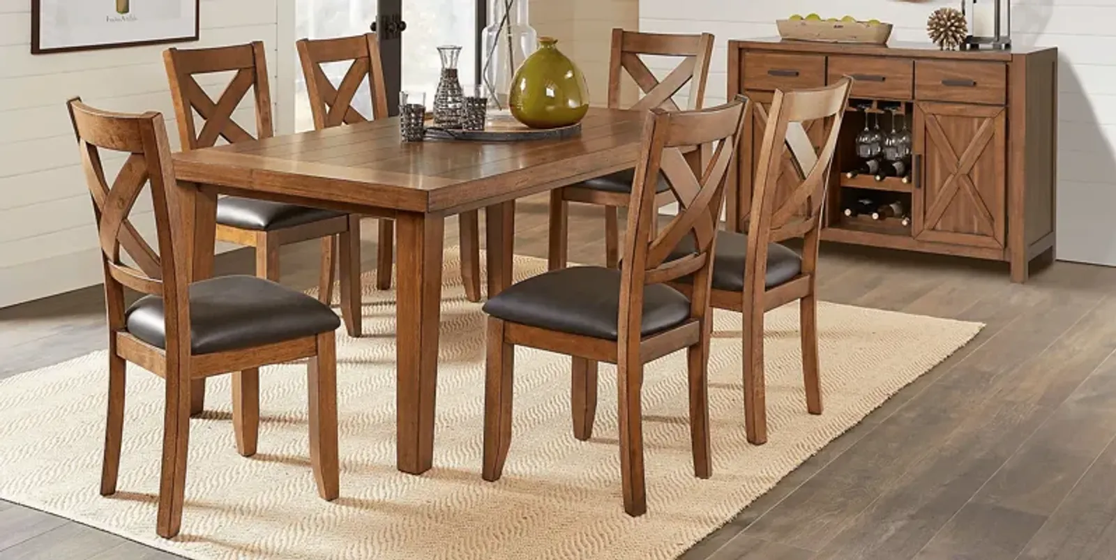 Acorn Cottage Brown 5 Pc Dining Room with X-Back Chairs